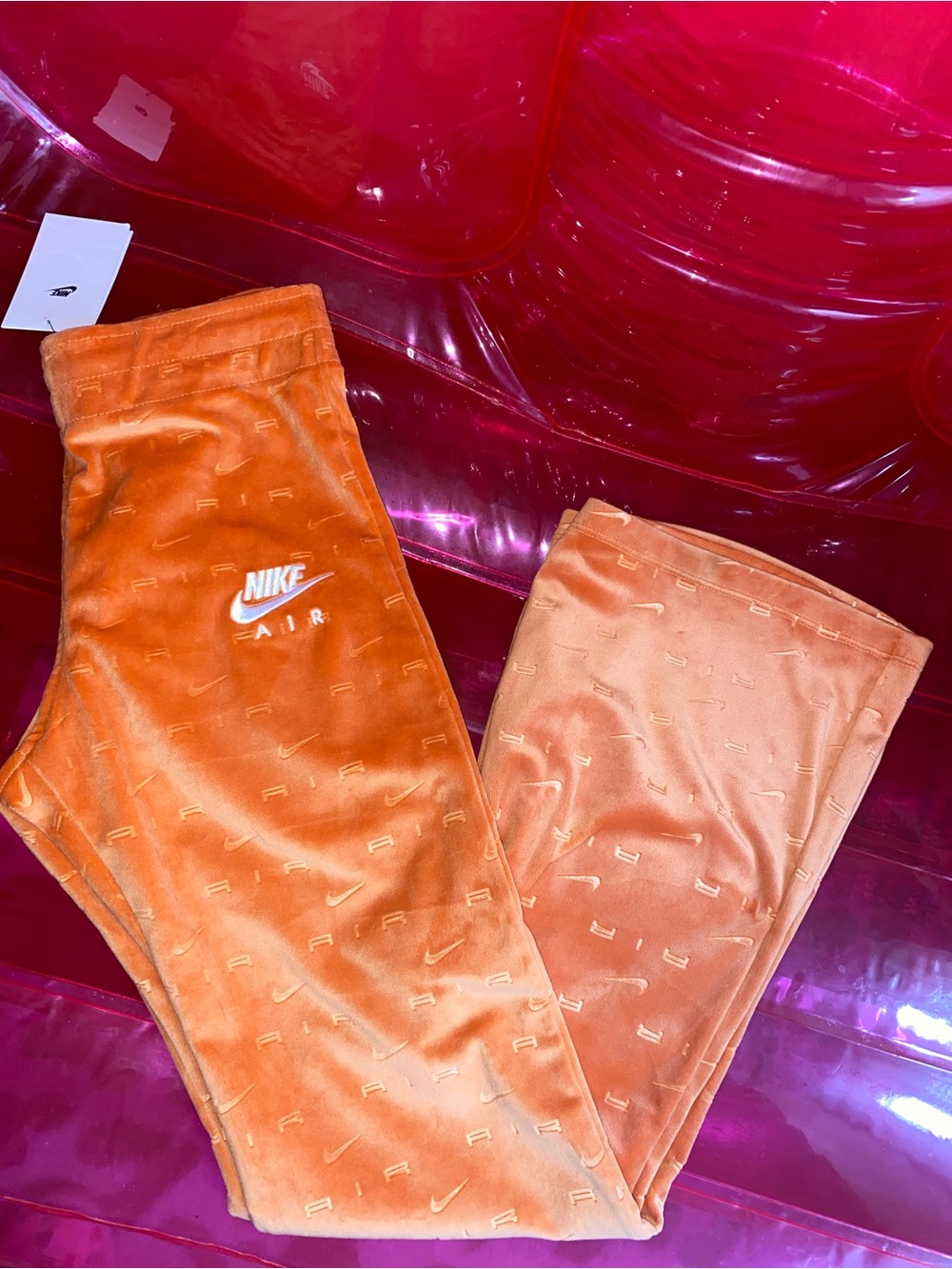 Nike Orange Velvet Jogger Pants - Nike Air